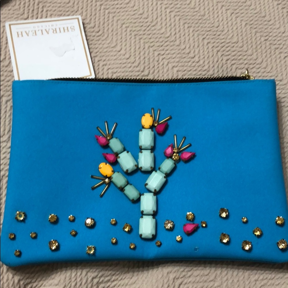 Blue Cactus zip pouch